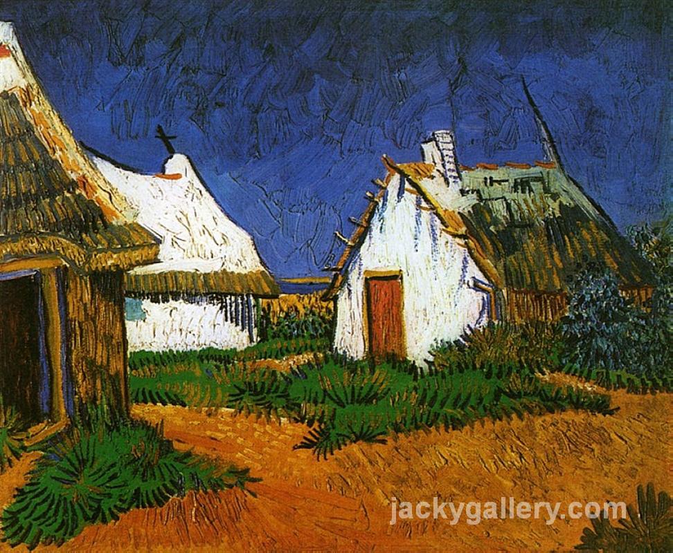 Three White Cottages in Saintes-Maries, Van Gogh painting